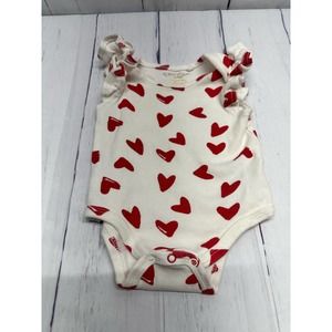 Jessica Simpson White W/Red hearts One Piece 3-6M